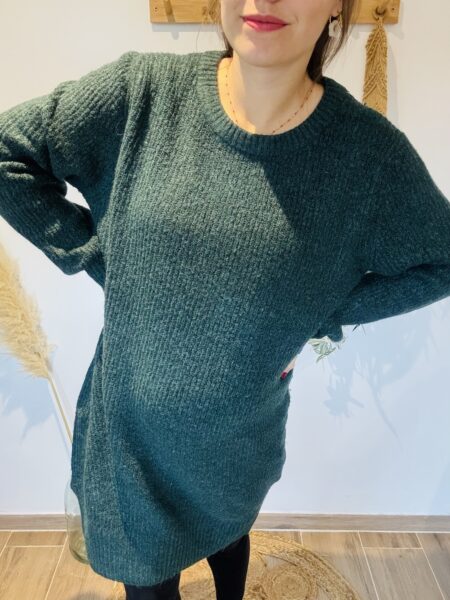 Robe/pull bleu canard