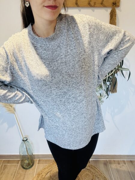 Pull fin gris chiné